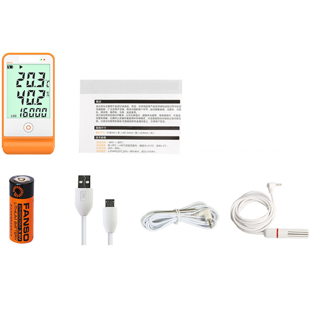 LED Digital Temperature Logger Temperature Hygrometer Data PDF Report Display
