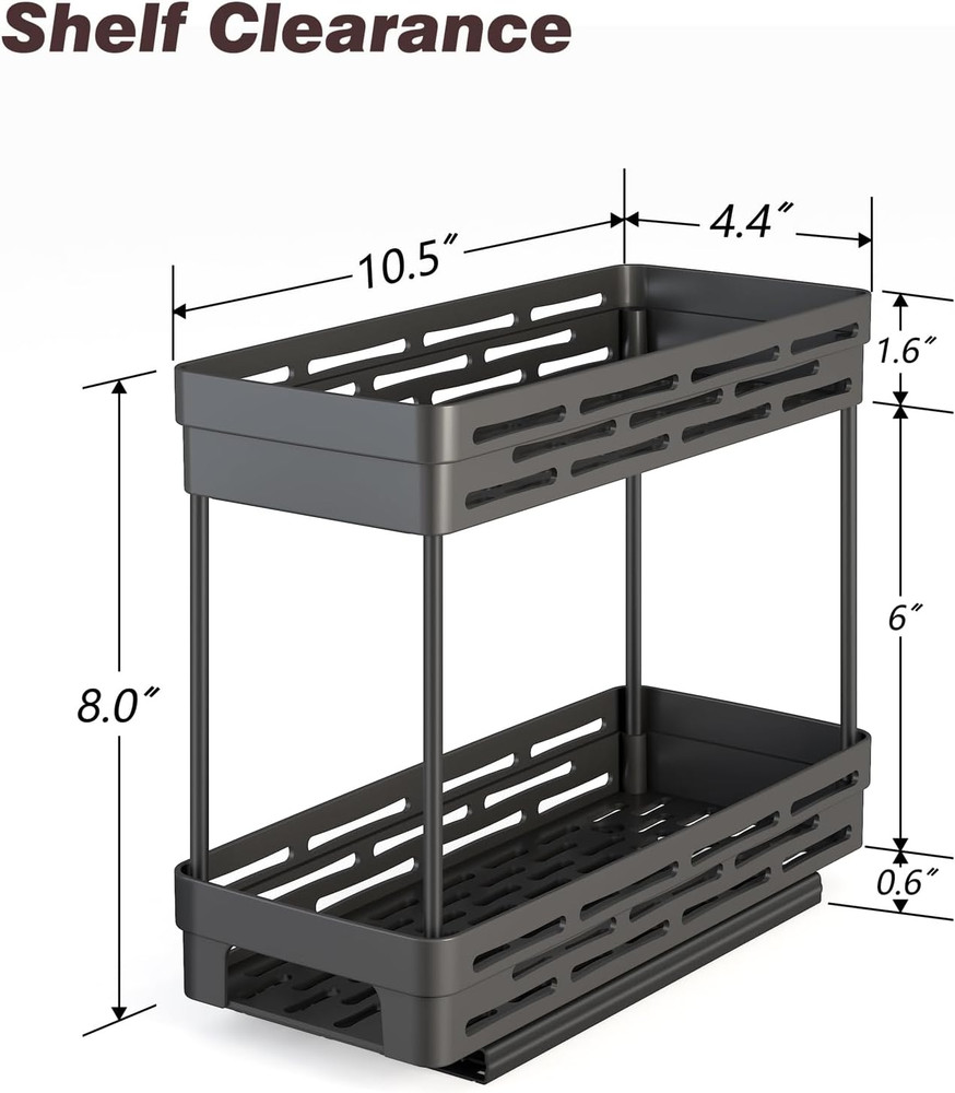 Pull Out Spice Rack Organizer 2 Pack Slide Out Cabinet Storage 2 Tier Black