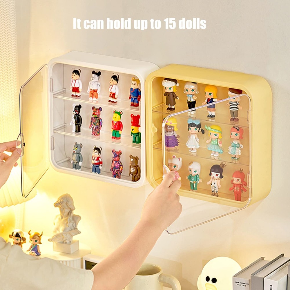 Clear Display Case for Figures,Wall-Mounted Doll Storage Box,Adjustable Displ...