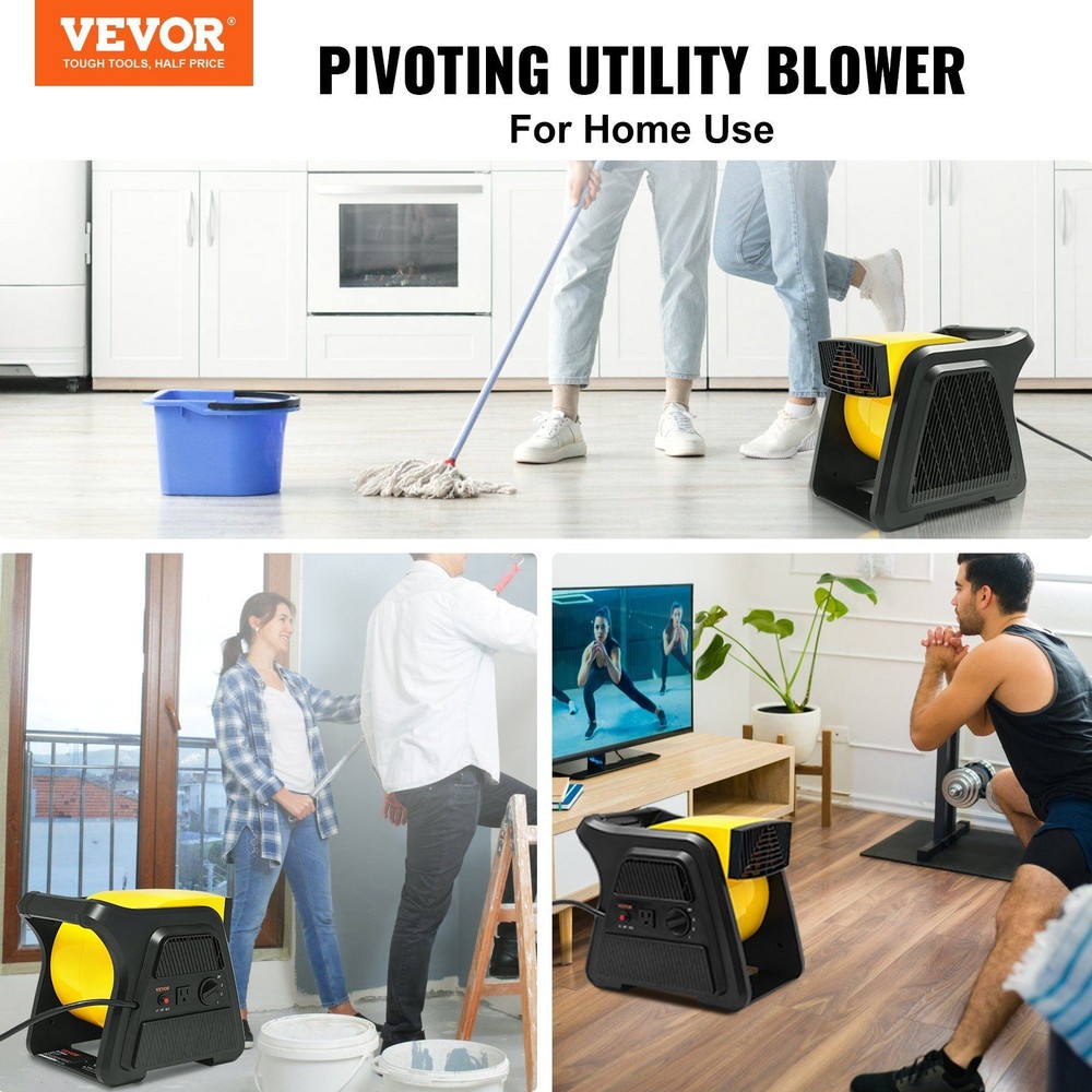 Portable 600CFM Blower 300° Adjustable Angle 3 Speed Airflow