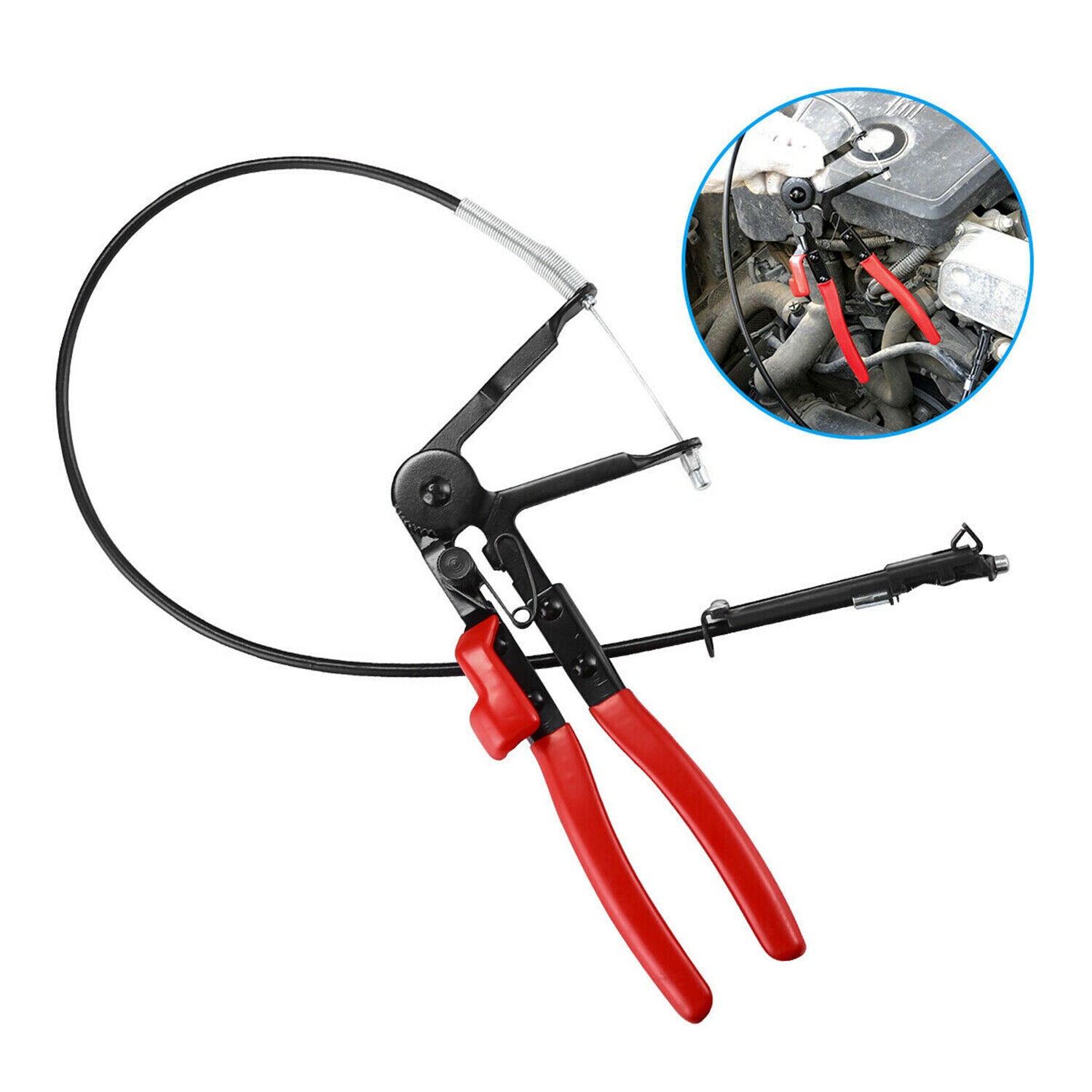 2FT For Fuel Oil Water Hose Auto Tool Flexible Wire Long Reach Hose Clamp Pliers