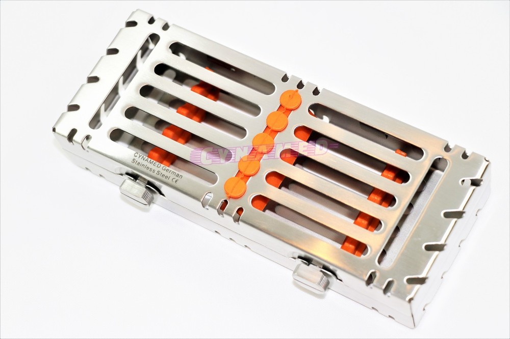 2 GERMAN RACKS STERILIZATION TRAYS FOR 5 INSTRUMENTS DOUBLE BUTTONS DETACHABLE