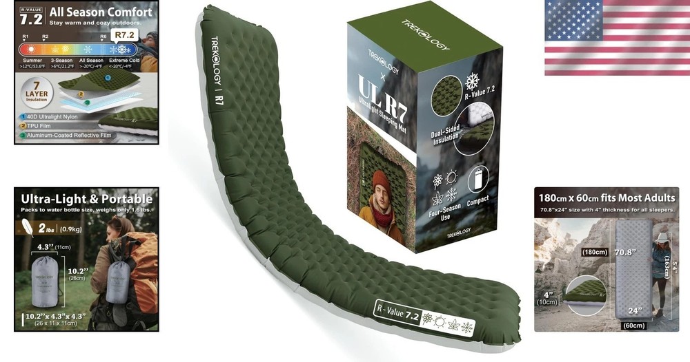 Compact Waterproof Sleeping Pad for Camping - 330 lb Capacity, Ultra Comfortable