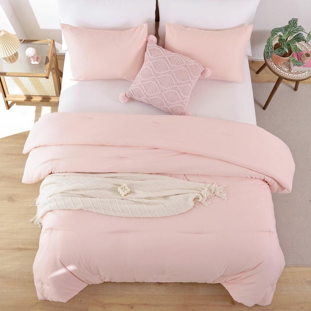 ROSGONIA Oversized King Comforter 120"x98", Blush