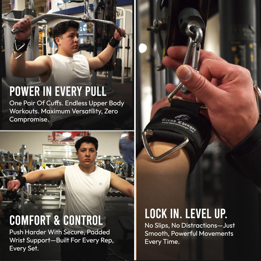 Wrist Cuffs Support - Cable Attachments For Gym Machine Workout Adjustable Wr...