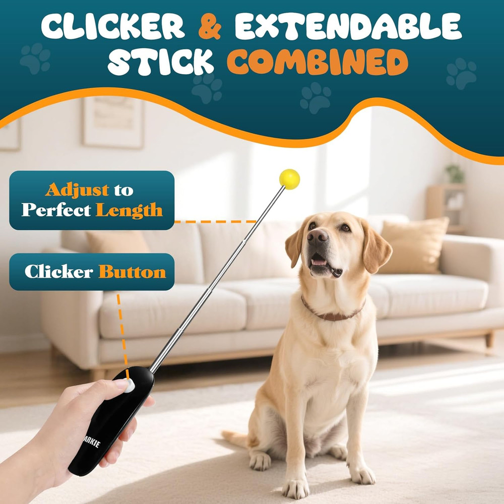 Dog Training Clicker with Target Stick – Portable & Retractable Trainer with Com