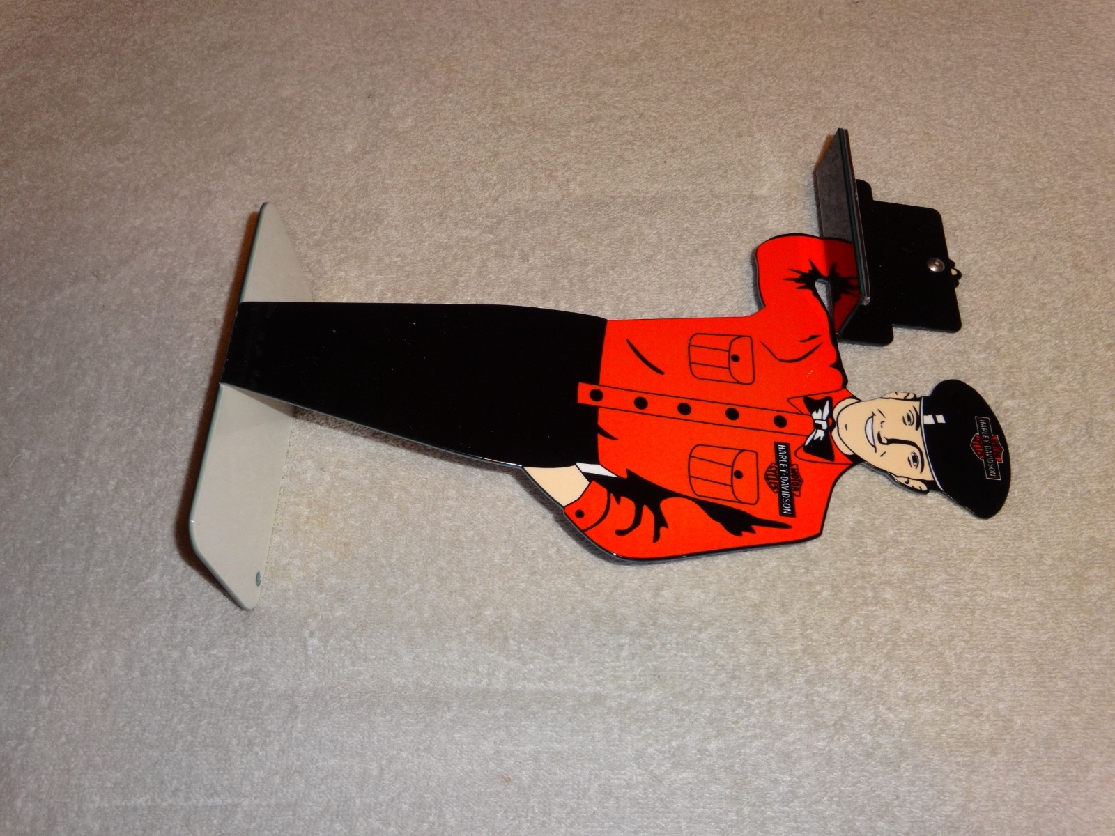 VINTAGE HARLEY DAVIDSON MOTORCYCLE👨MAN METAL GASOLINE BUSINESS CARD HOLDER SIGN