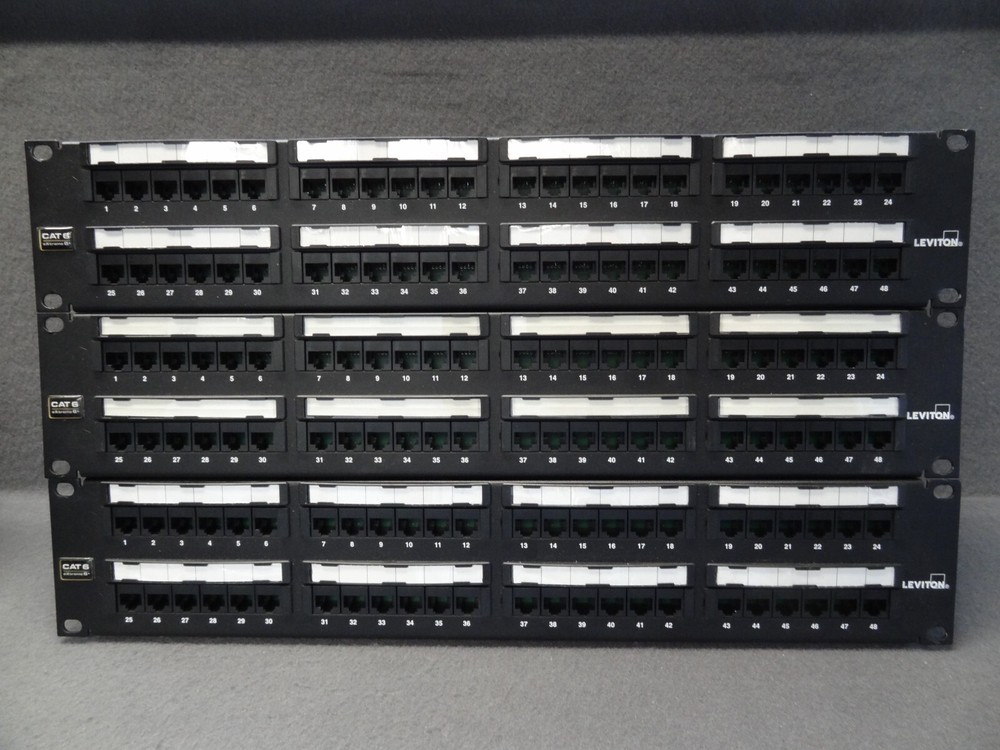 LOT Leviton Cat 6 Extreme 6+ 48-Port Patch Panel Rack Mount Network Cable Black