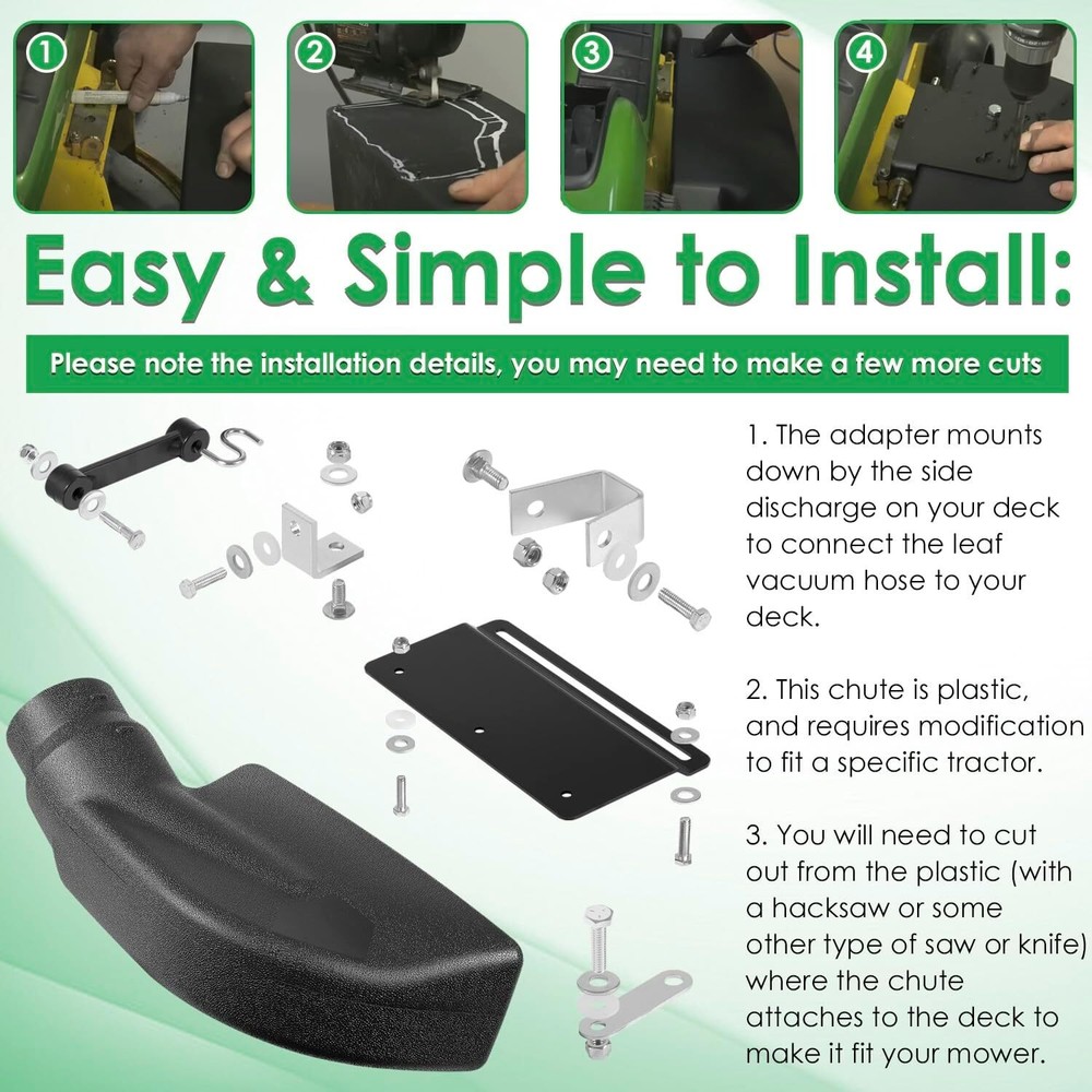 62468 Adapter Mow-N-Vac Kit Universal Deck Boot Chute Leaf Vacuum Bagger