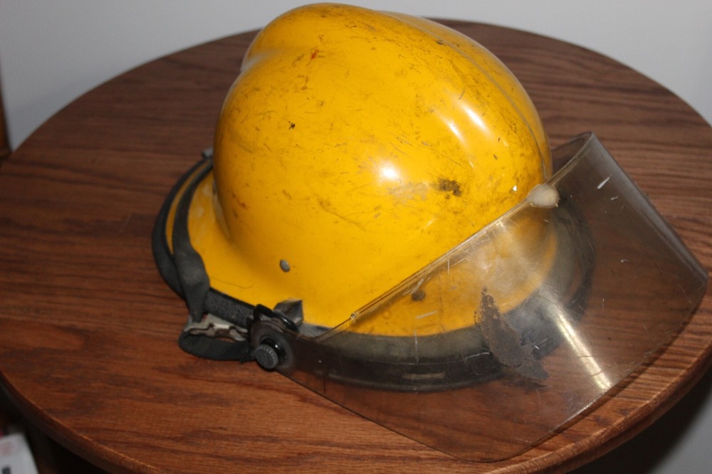 Used Fire Helmet  With Face Shield Yellow