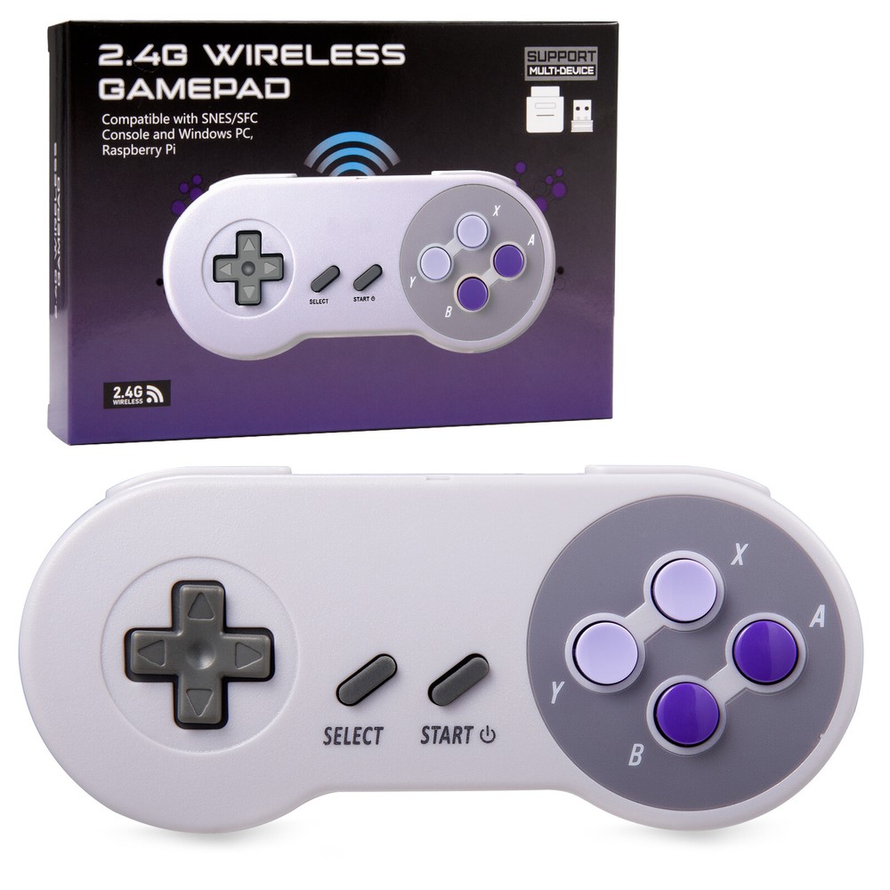 2.4Ghz Wireless SNES Controller Gamepad for Super SNES/ SFC Windows PC MAC OS