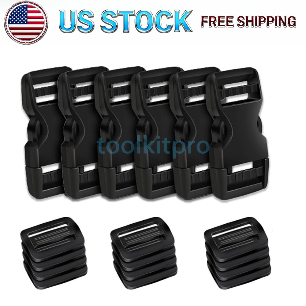6Set Buckles for Nylon Webbing Straps 1", Quick Side Release Plastic Buckles Cli