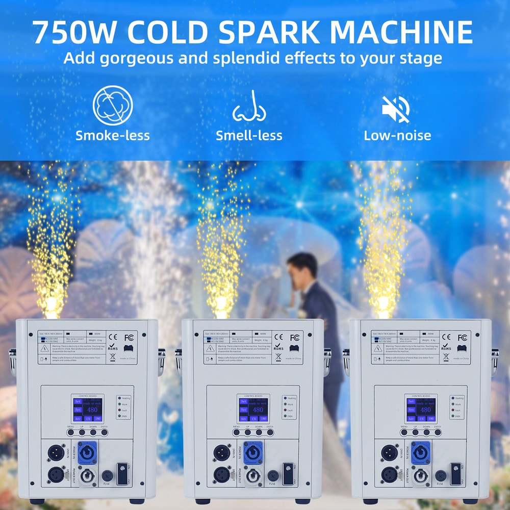 2Pack Cold Spark Machine 750W Firework Machine DMX DJ Stage Effect with Handle