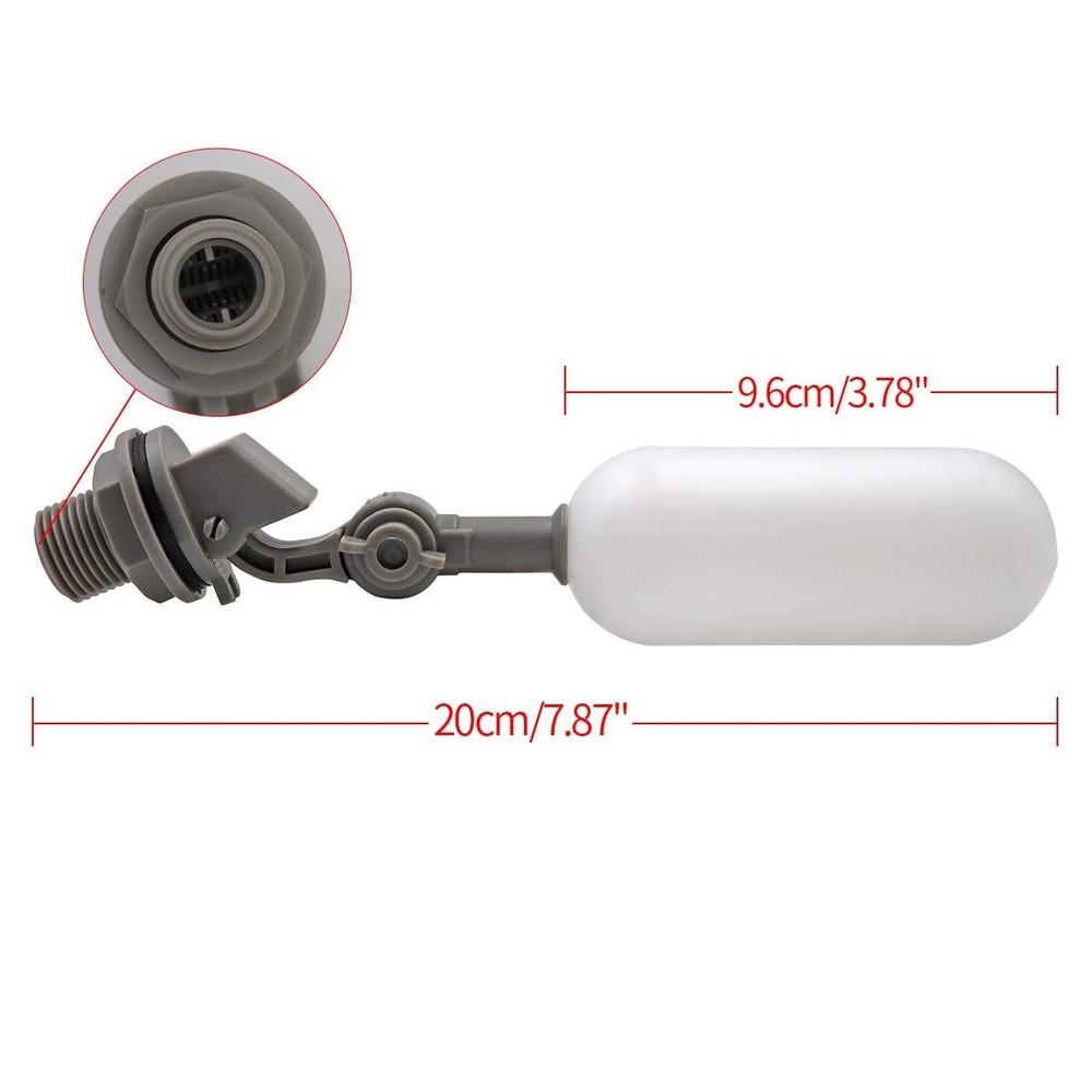 4x Water Float Valve Adjustable Arm Water Filter Float 1/2" Automatic Fill Stop