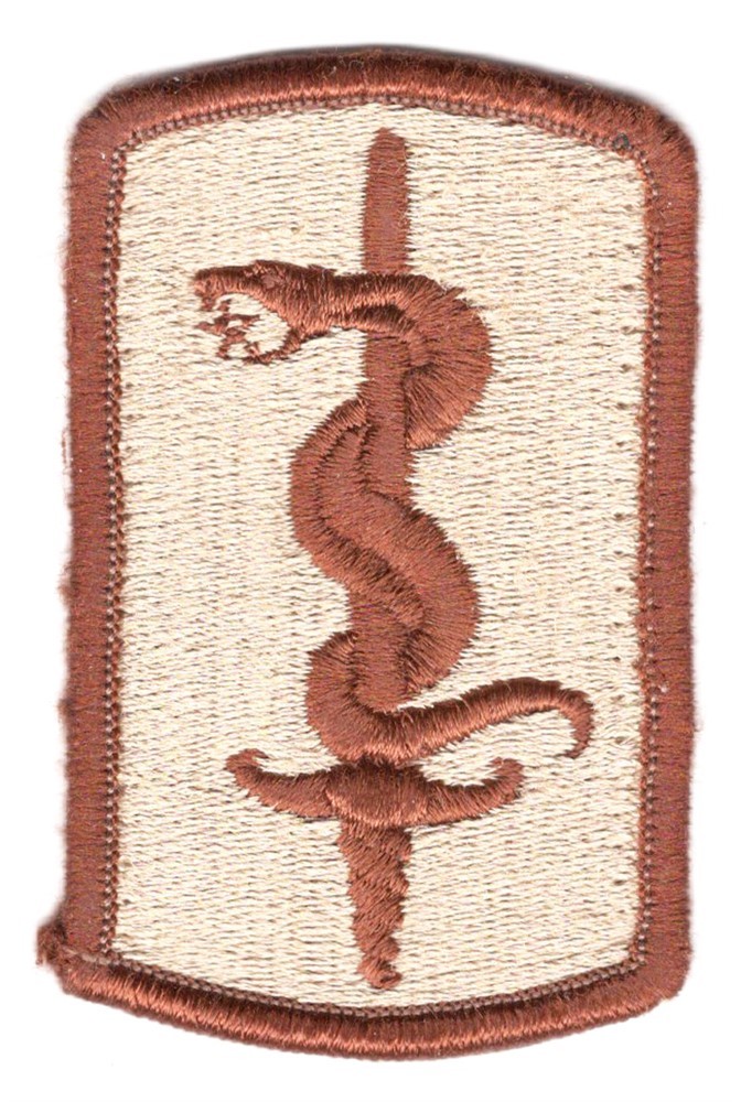 Army Patch: 30th Medical Brigade - tan, merrowed edge