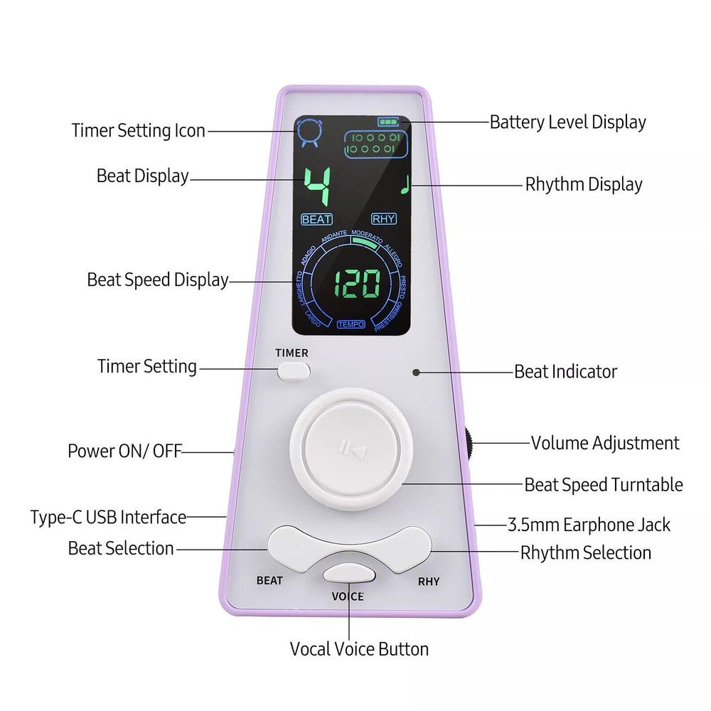 Electronic Digital Metronome with Timer Universal Electronic Metronome with A4d2