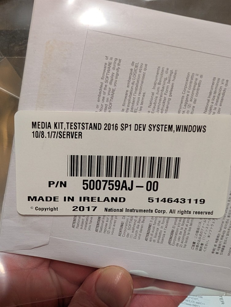 NATIONAL INSTRUMENTS 500759AJ-00 NI TestStand 2016 SP1 Dev System CD Kit