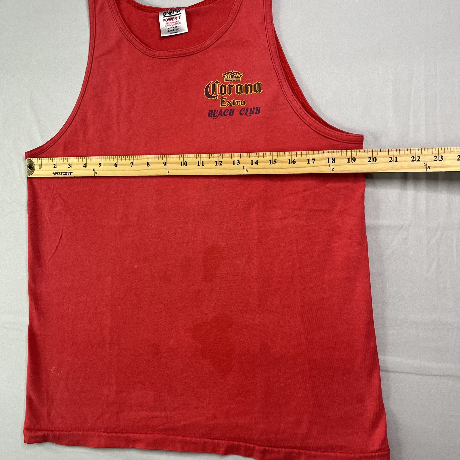 Vtg Corona Beach Club Tank Top Mens Large Red Distressed Baja California Mexico