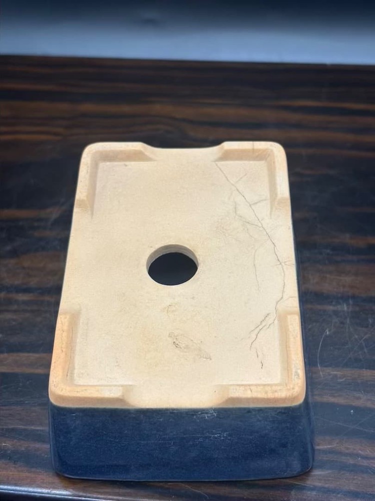 Bonsai Pot Blue Pottery Rectangular Japanese Art Shape Miniature Tree Container