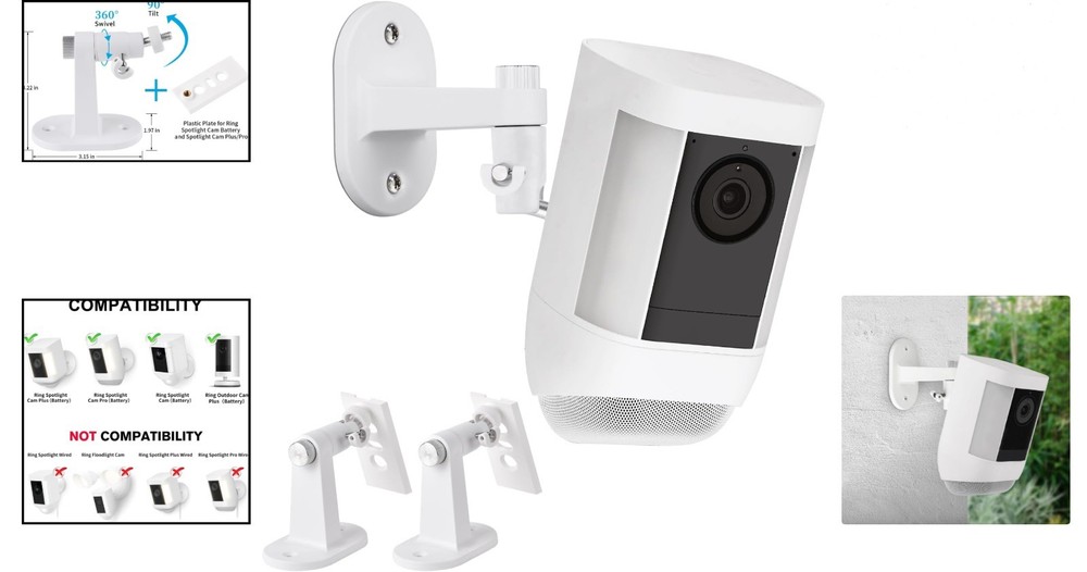 Efficient Camera Wall Mount for Ring Systems - 360° Angle, Indoor & Outdoor Use