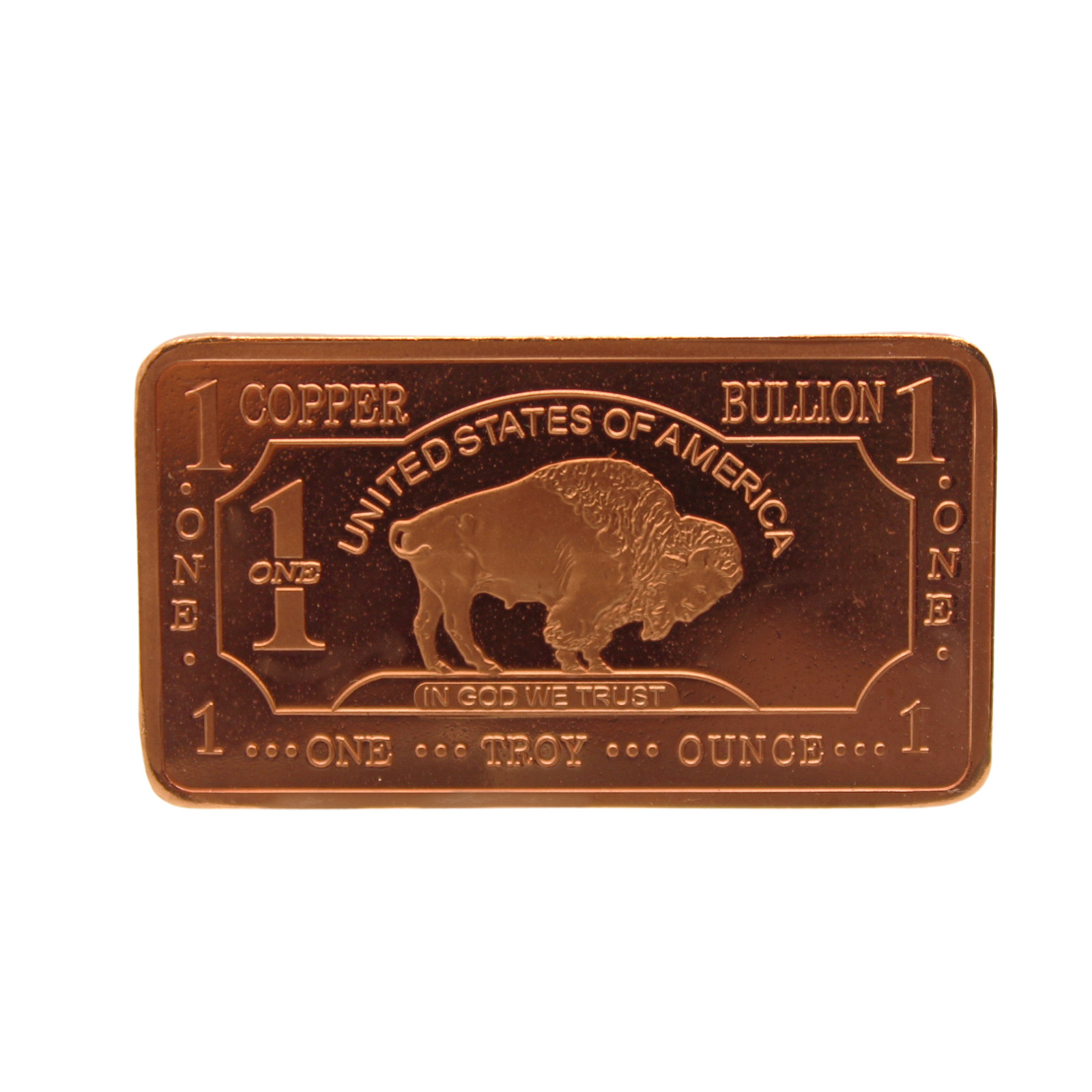 1 Troy oz .999 Copper Bullion Bar American Buffalo Pure Fine Solid Metal Ingot