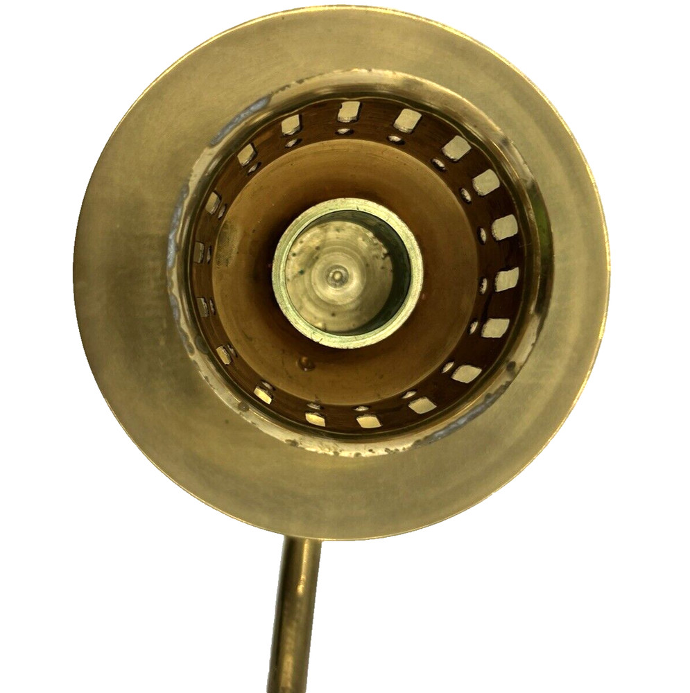 Chamber Candlestick Holder with Scroll Swirl Handle Large Solid Brass India GUC