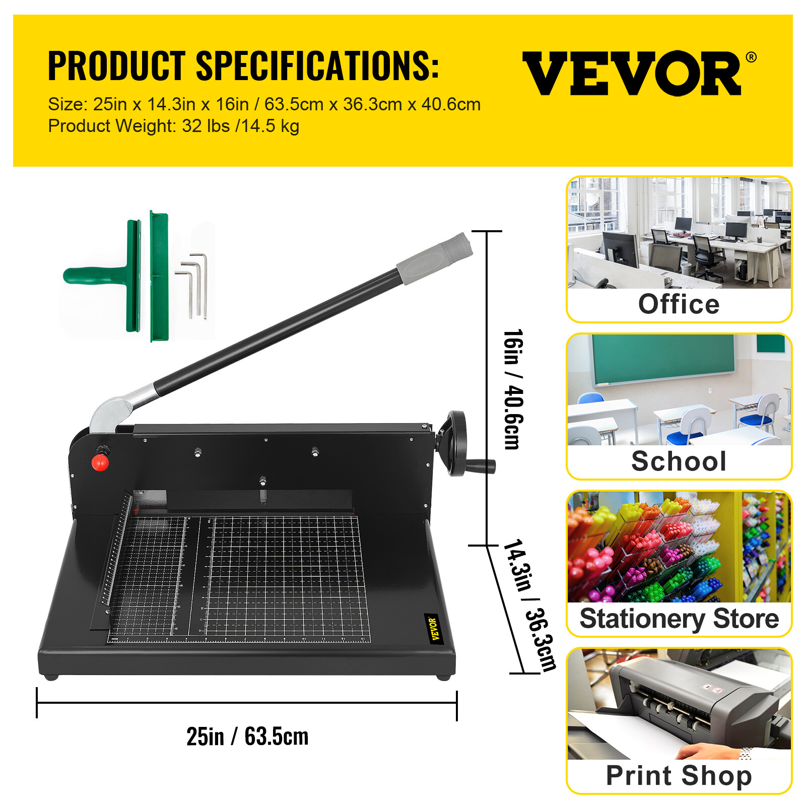 VEVOR 12" Paper Cutter Heavy Duty Guillotine Stack Paper Trimmer Metal Base A4