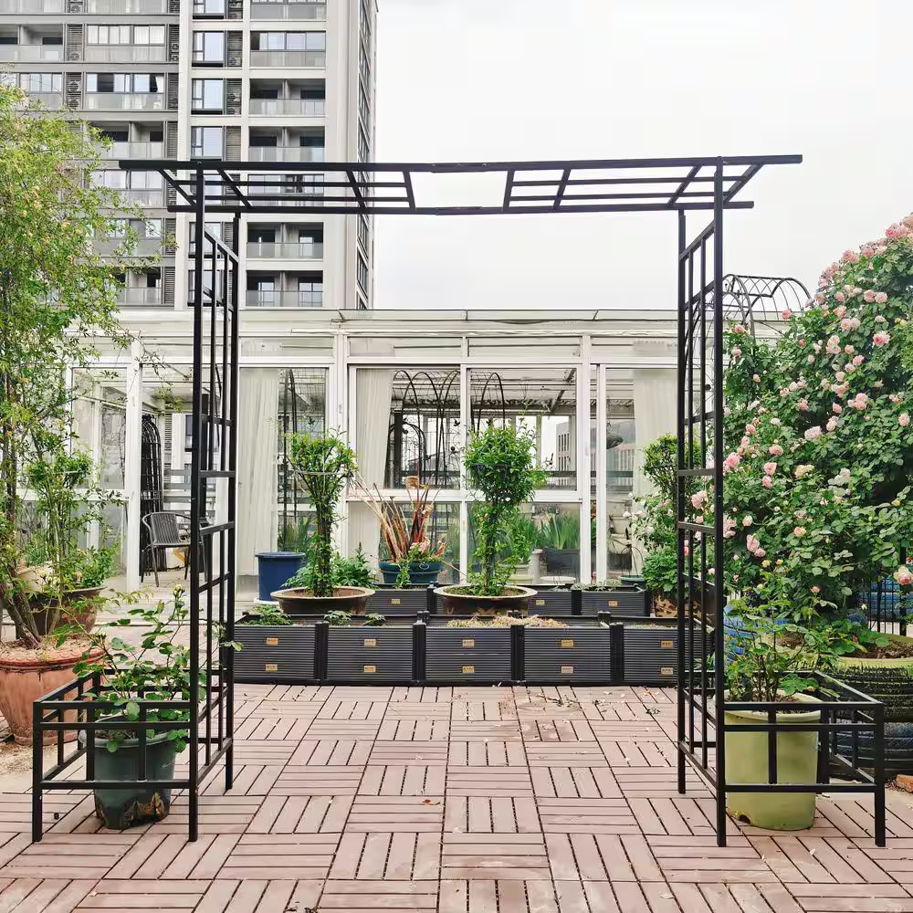 Adjustable Metal Garden Arch Trellis, 68.11 In. 94.29 In. Width, Outdoor Trellis