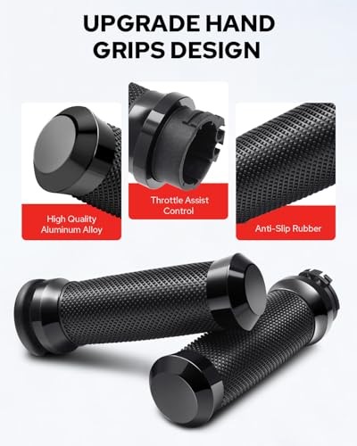 Motorcycle Hand Grips Handlebar Grips Cable Throttle Cable Control Black