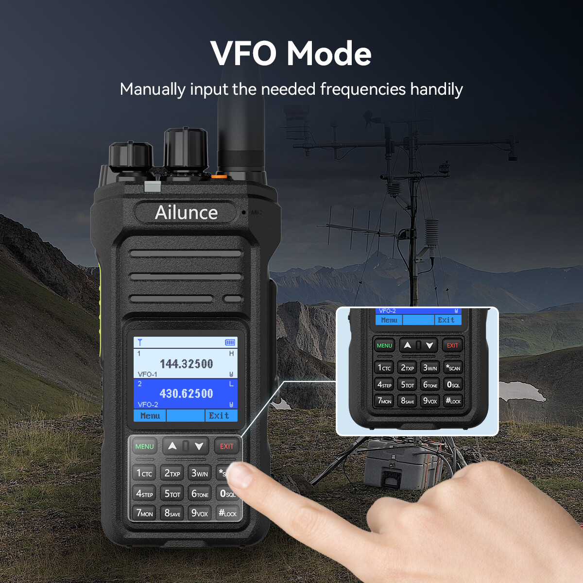 Retevis Ailunce HA1UV Ham Radio Dual Band IP67 2800mA NOAA USB-C Walkie Talkies