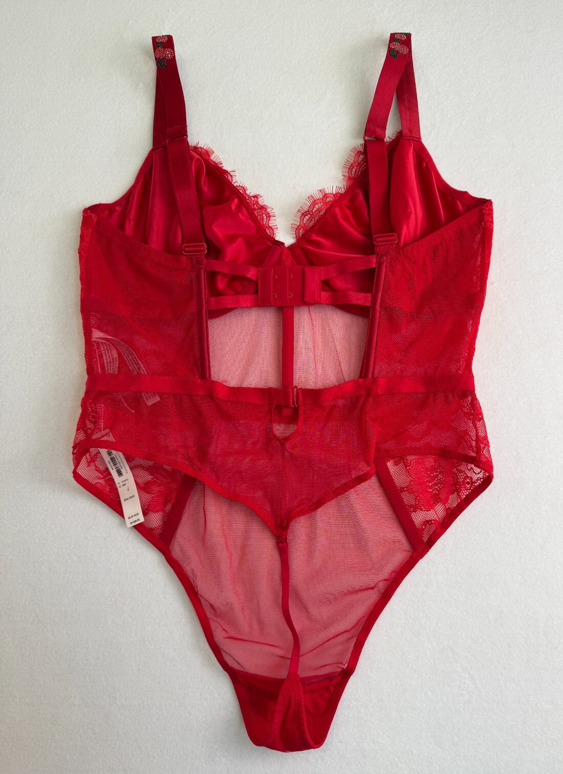 Victoria's Secret One Piece Boned Lace Teddy Bodysuit w/ Cherry Red XXL NWT