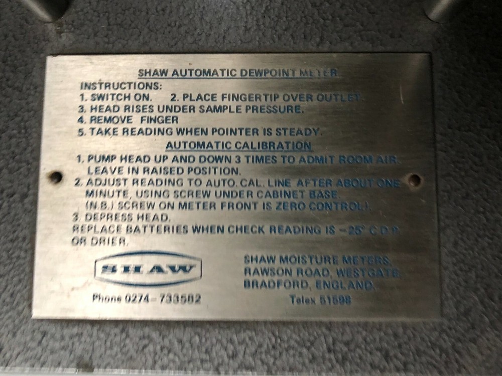 Shaw Automatic DewPoint Meter
