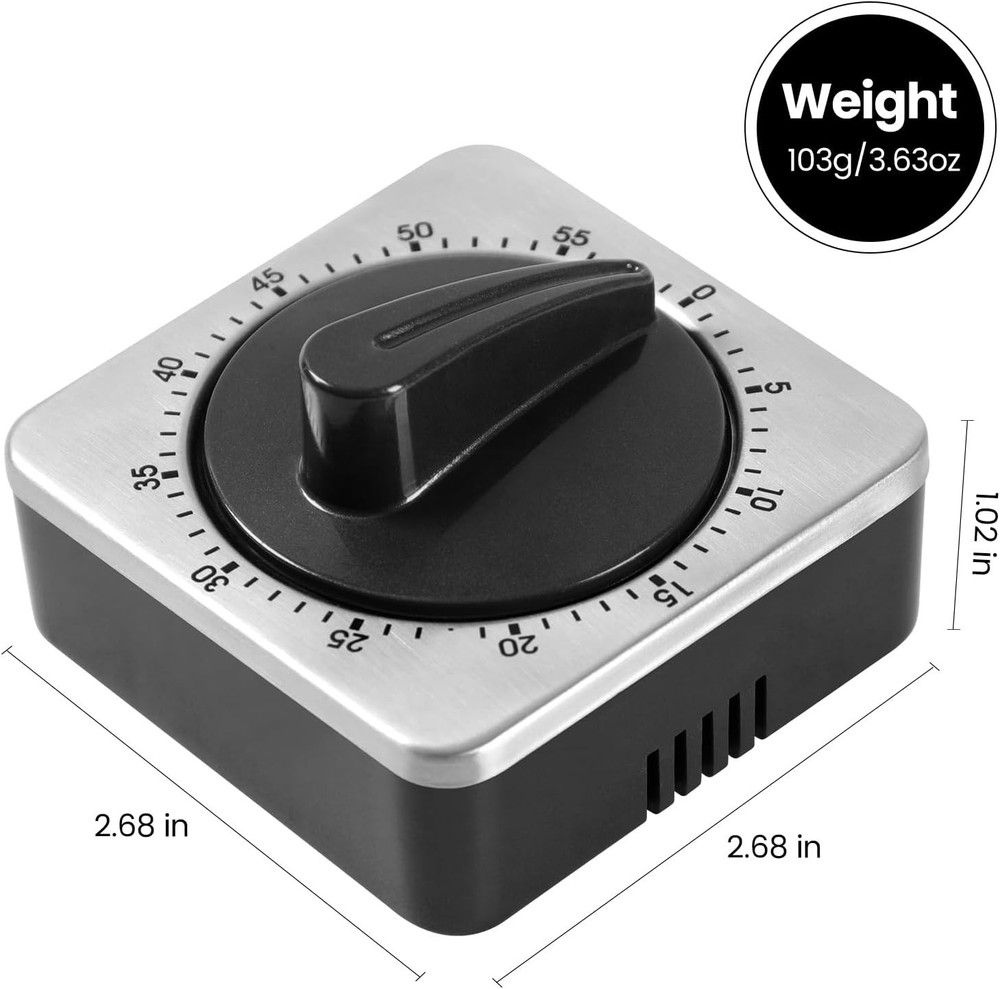 Mechanical Kitchen Timer Magnetic Stainless Steel Visual Countdown Cooking Alarm