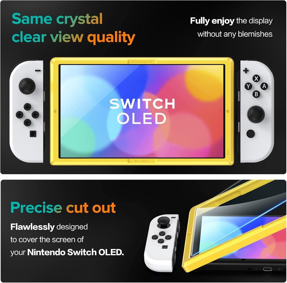ivoler 4-Pack Tempered Glass Screen Protector Designed for Nintendo Switch OLED