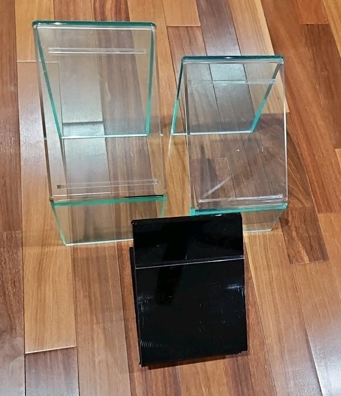 3 SHOE DISPLAY RISERS! Three Acrylic, High Quality, Commercial, Variable Sizes