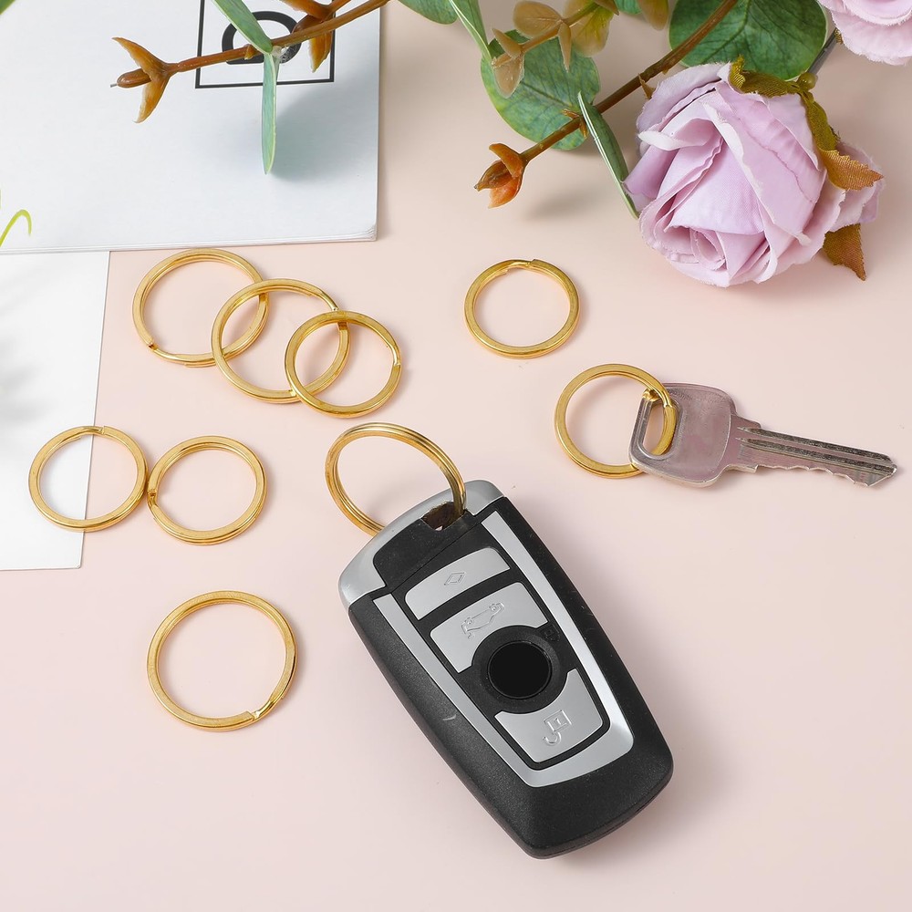 Solid Brass Flat Keyring 15/20/25/30/32/35mm Split Key Rings Hoop Loop Keychain
