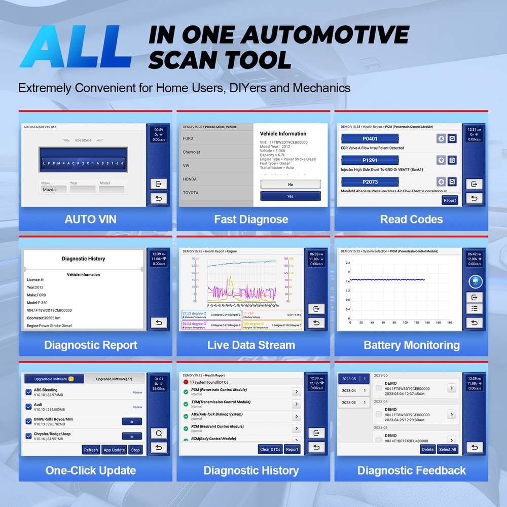 MUCAR CS90 OBD2 Scanner Check Engine Fault Code Reader 28 Resets Diagnostic Tool