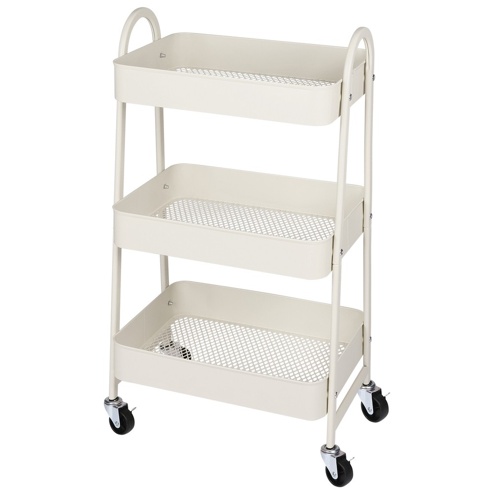 Compact 3 Tier Mobile Storage Organizer Rolling Trolley Cart - Kitchen, Bathroom