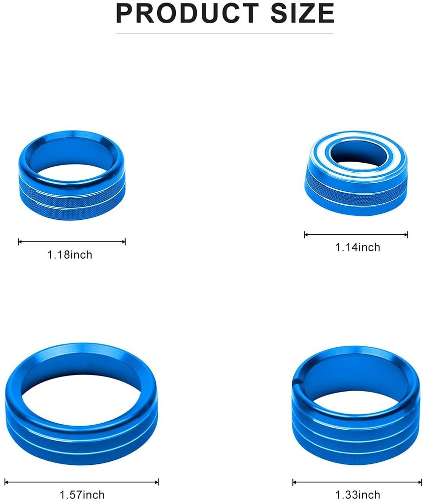 8X Center Console Radio AC Knobs Switch Button Trim for 2014-18 Chevy Silverado