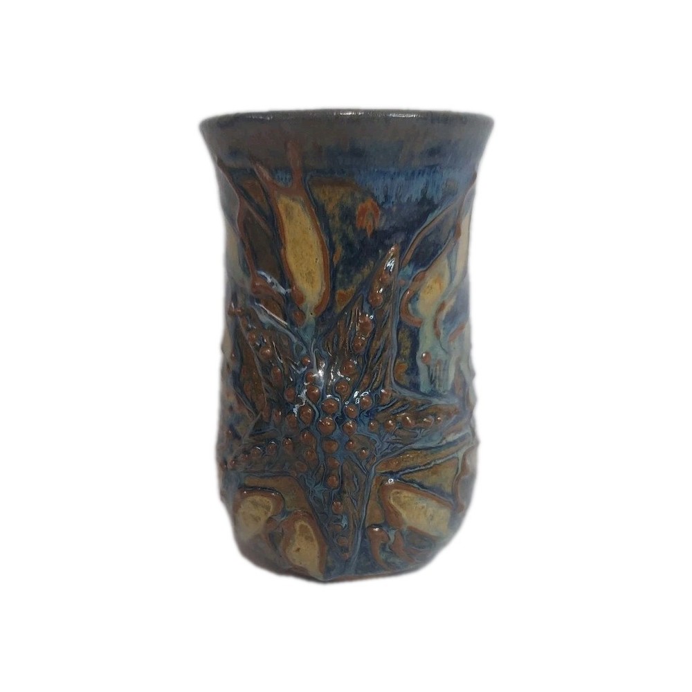 MCM Ceramic Medium Size Vase Featuring A Starfish Raised Art Work EUC