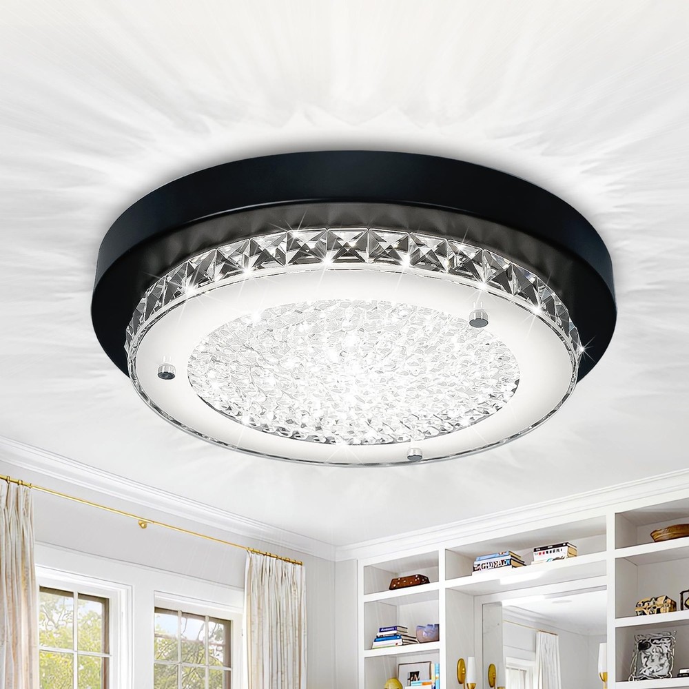 Flush Mount Ceiling Light Fixture 11 Inch Black LED Dimmable Ceiling Lights K...