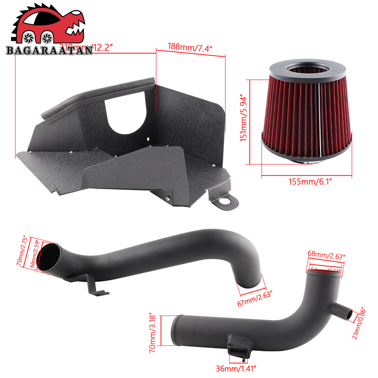 Cold Air Intake System For VW 2.0T FSI EA113 2008 MK5 GTI/GLI MK6 Golf R Audi A3