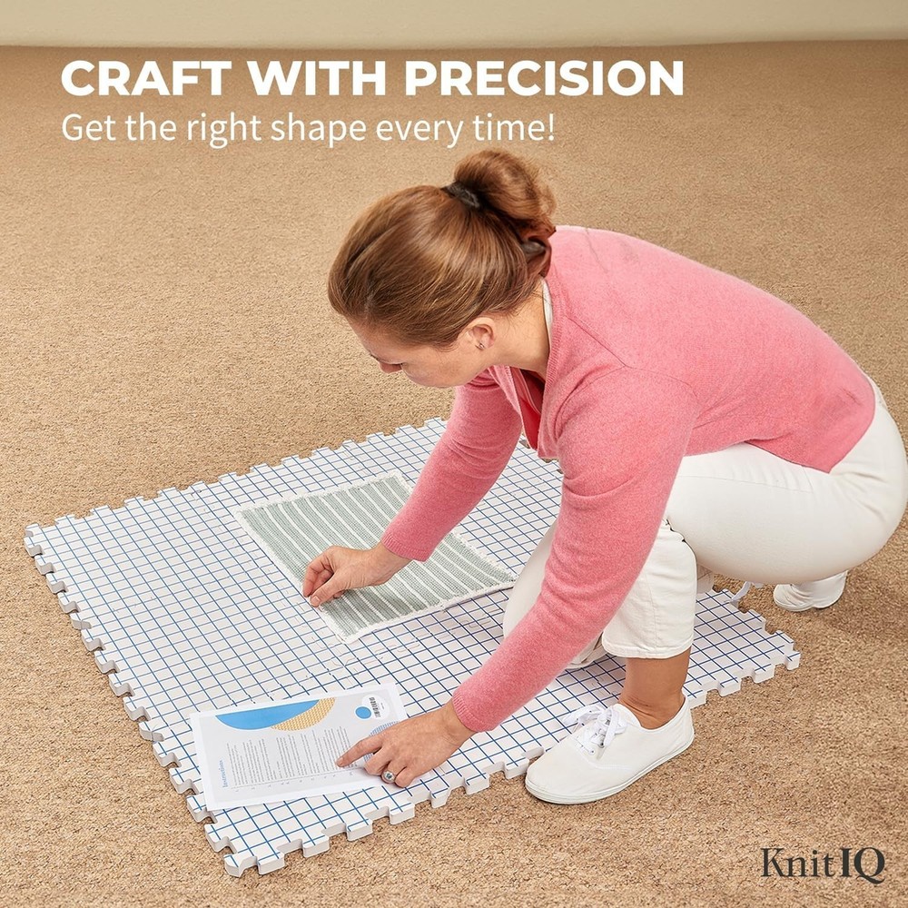 Knitting Blocking Mat Set - Gridlines, T-Pins, Storage Bag