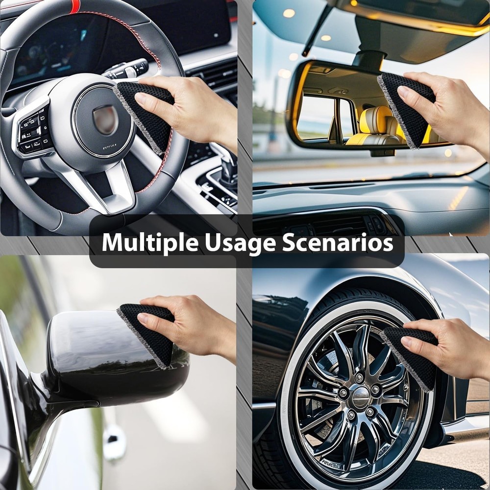 2 Pcs Triangle Tire Shine Applicator, Reusable Tire Dressing Applicator Pads,...