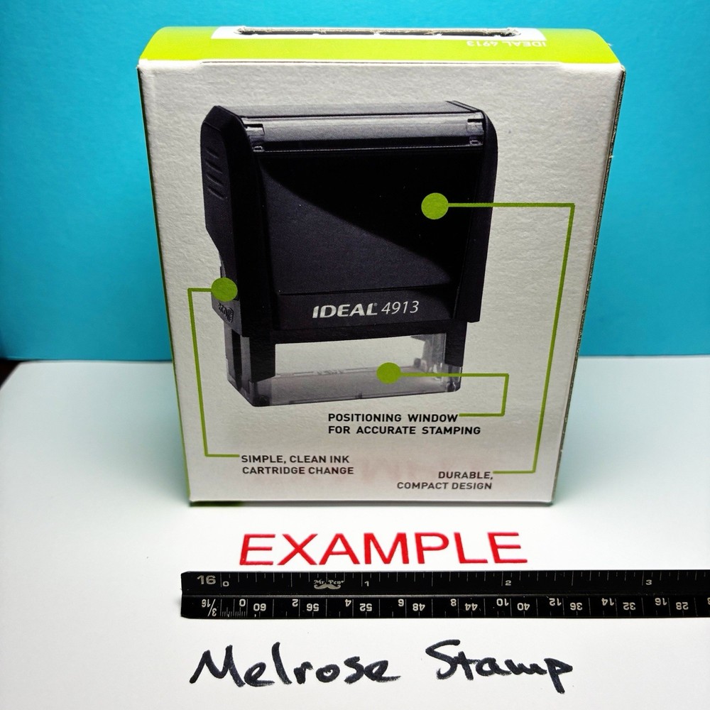 Example Rubber Stamp Red Ink Self Inking Ideal 4913