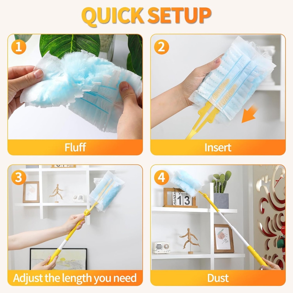 60 Count Swiffer Duster Refills with Handle - Multi-Surface Microfiber Dusting