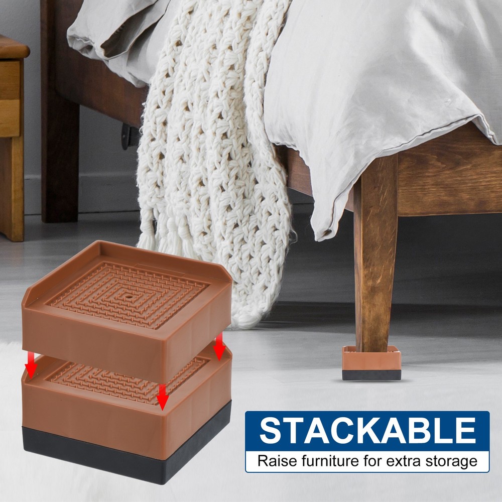 4pcs Furniture Risers 1.5 Inch Square Bed Risers Adjustable Couch Riser Blocks