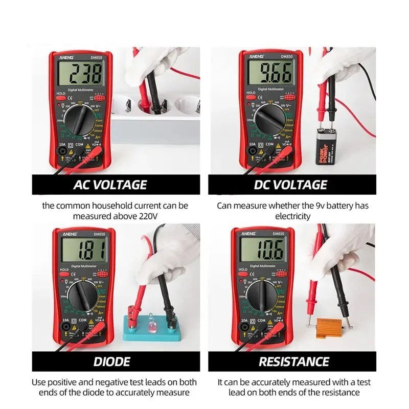 WeePro Vpro850L Digital Multimeter DC AC Voltmeter, Ohm Volt Amp Test Meter, US