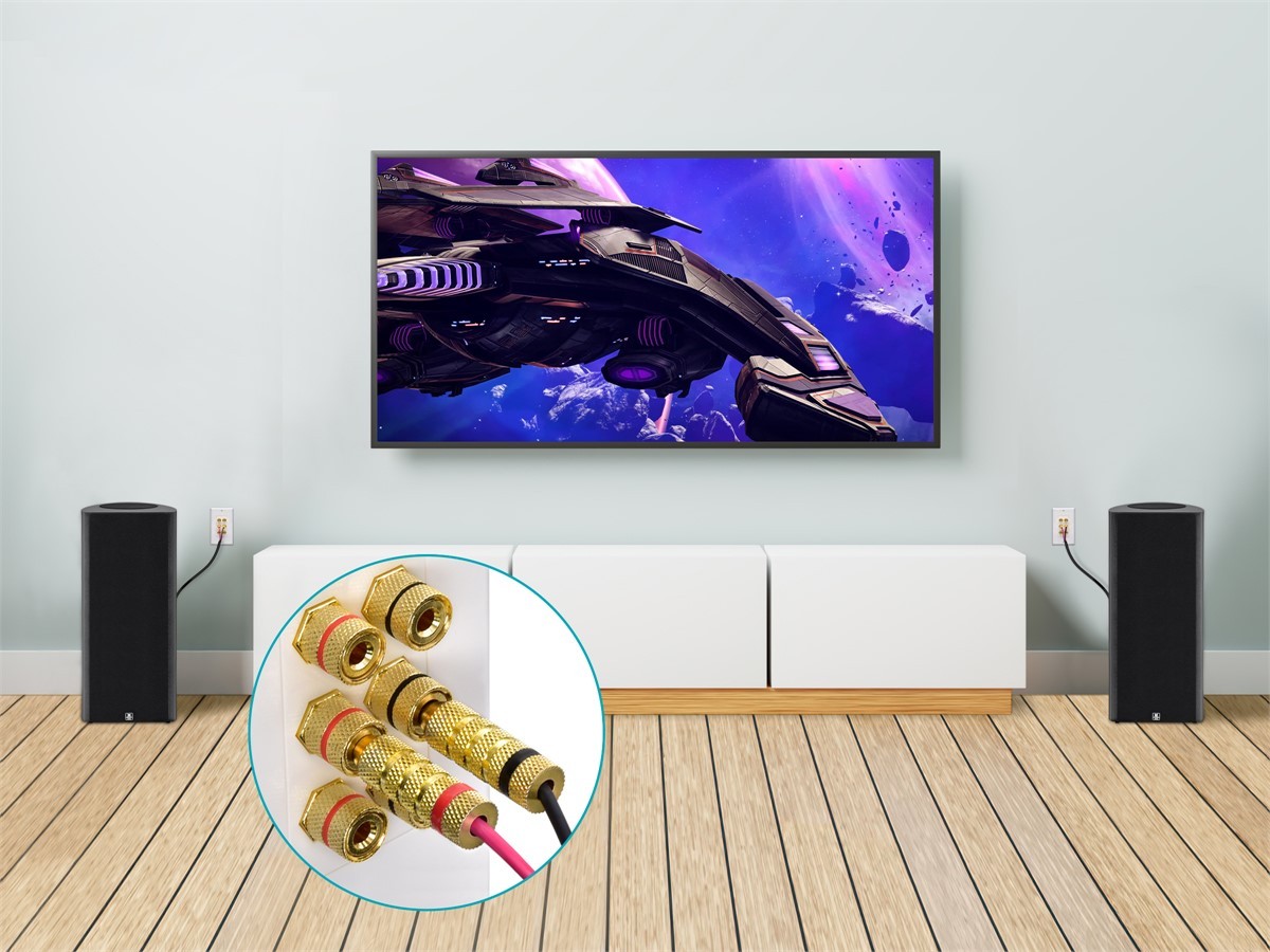 Monoprice High-Quality Gold Plated Speaker Banana Plugs - 5 Pairs - Closed Screw