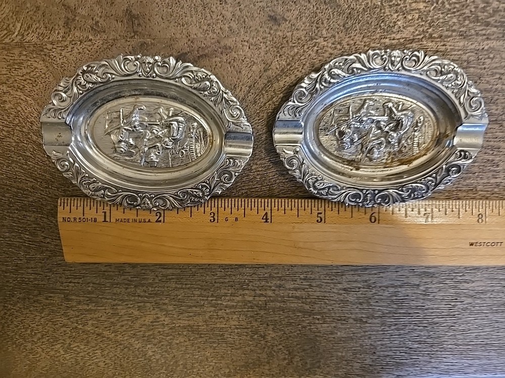 2 Small Vintage Silver Plated Ashtrays See All Pics And Description